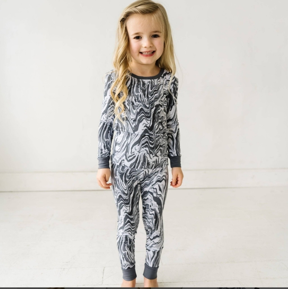 Little Sleepies Gray Marble 2 Piece Pajama Set - Size 12/14